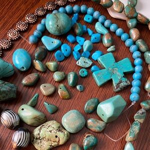 Natural Stone Mix Bead Lot and Findings